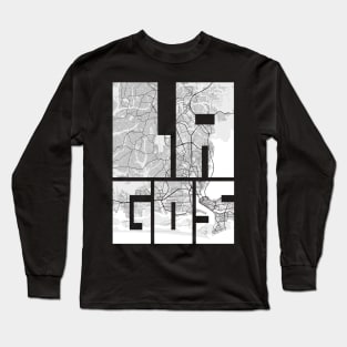 Lagos, Nigeria City Map Typography - Light Long Sleeve T-Shirt